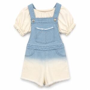 NWT Cat and Jack Target Kids Denim Blue and White Overalls size 4T Summer Shorts